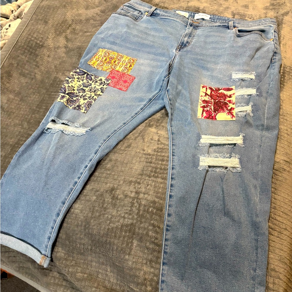 Patchwork Distressed Jeans - image 1